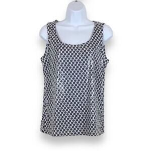 CHICO'S Zenergy Navy Polka Dot Sequin Front Tank Top size S